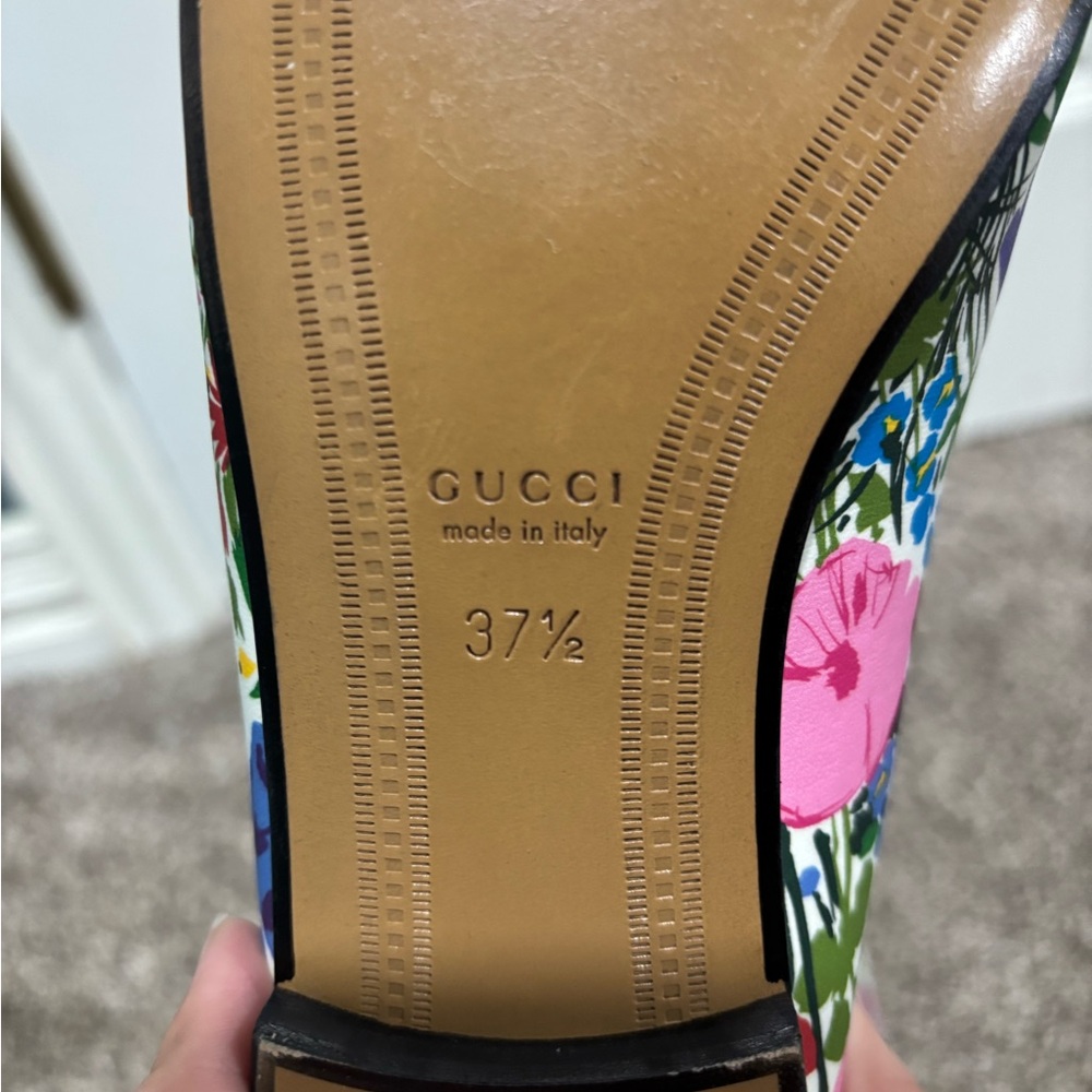 Gucci Floral Print White Leather Horsebit Loafers / Gucci X Ken Scott Jordaan - Picture 4 of 5